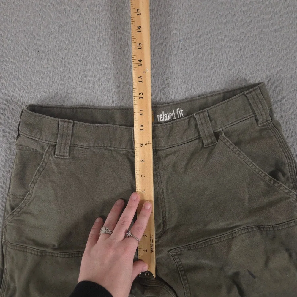 Carhartt Pants Mens 34x30 Olive Rugged Flex Rigby Double-Front Canvas Work Pants